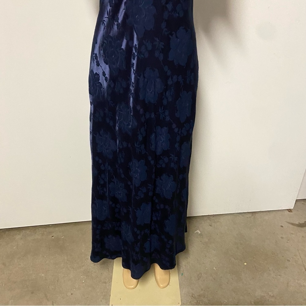 vintage Molly Malloy midnight blue jacquard square neck maxi dress Size 12 - Picture 9 of 11